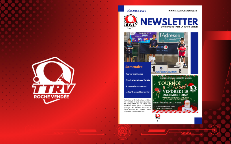 La newsletter de décembre du Tennis de Table La Roche Vendée