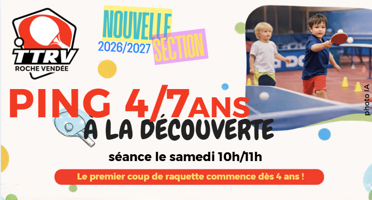 Le TTRV ouvre une section Ping 4/7 ans